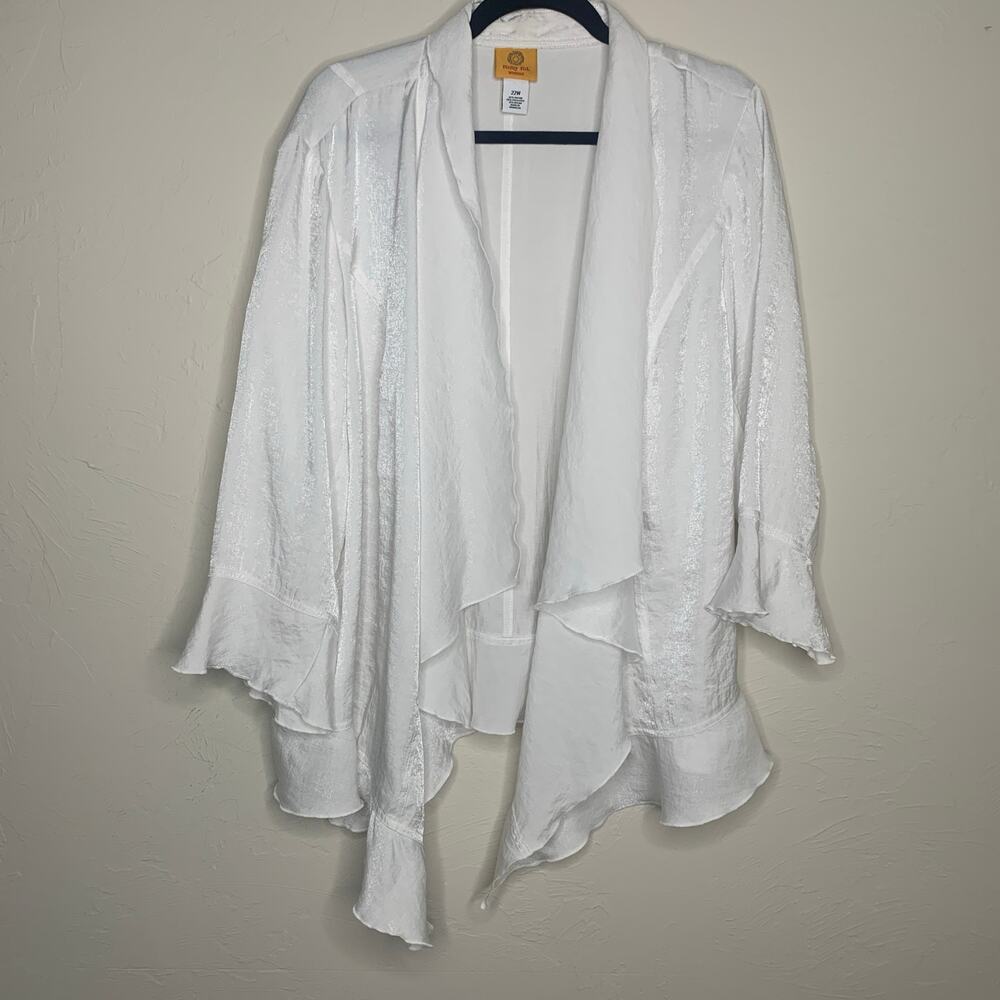Ruby Rd. White Waterfall Jacket Open Front Sz 22w - image 1